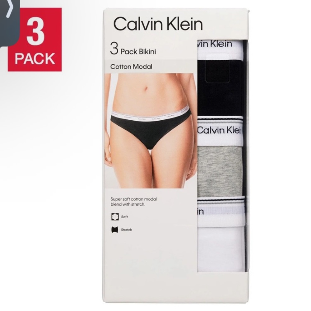 Calvin Klein Women's Bikini 3-Pack - Black, Gray, White